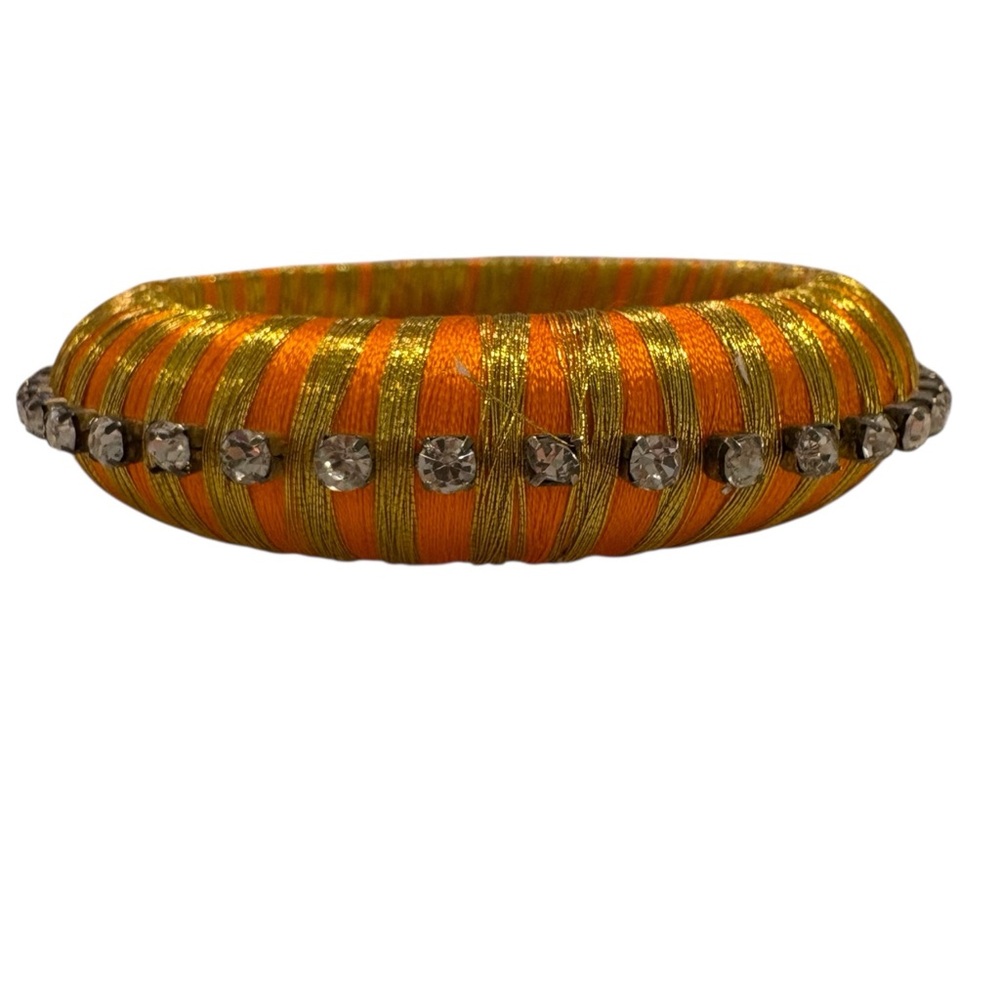 RARE BuDhaGirl Orange Silk Thread & Rhinestone Bangle EUC - Picture 4 of 6